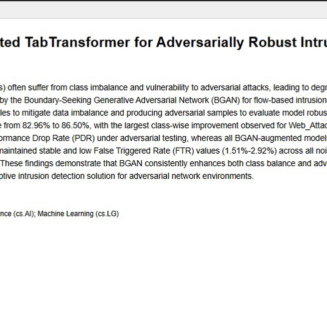 Boundary-Seeking GAN-Augmented TabTransformer for Adversarially Robust Intrusion Detection